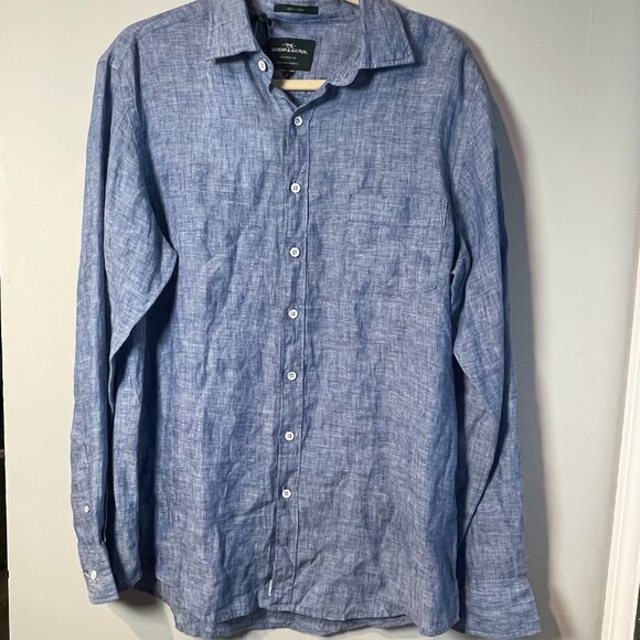 RODD & GUNN Men's Seaford Denim Linen Long Sleeve Button Down Shirt, Large - NWT - Picture 2 of 5